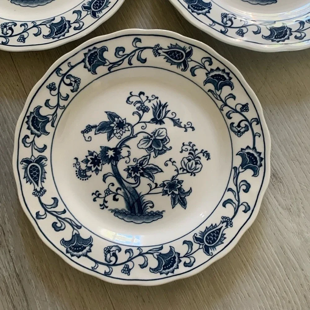 8 Double Phoenix‎ Ironstone Nikko desert Plate Blue Ming Tree Japan chinoiserie